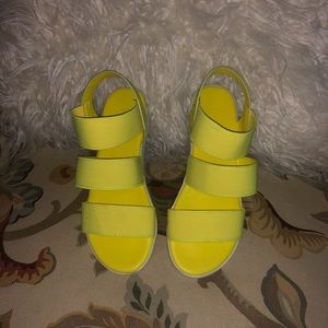 SOLD• Neon Yellow Bamboo Platform Sandals